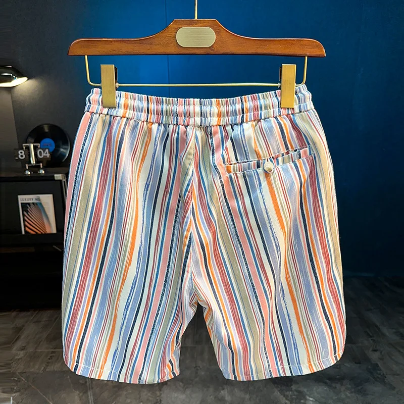 2025 여름 신상 남성 반바지 다용도 트렌디 속건 통기성 캐주얼 심플 패션 스트라이프 비치 팬츠