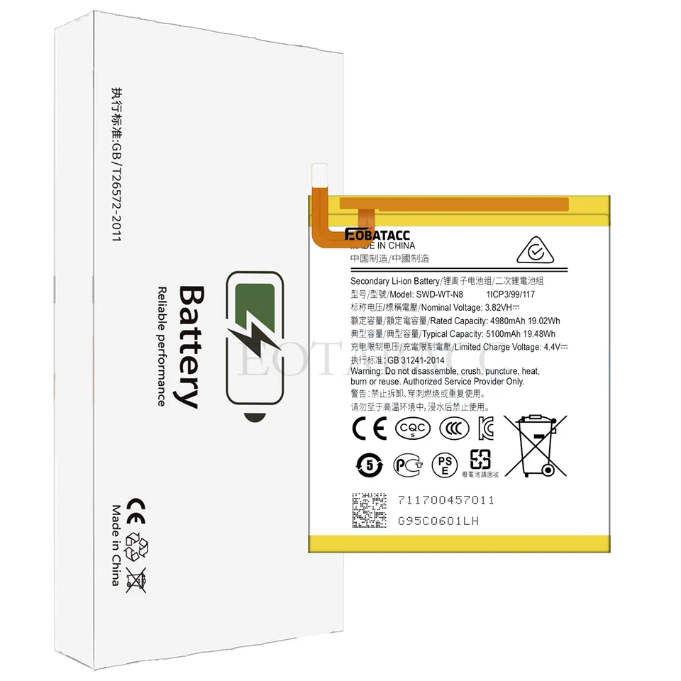 Batería de repuesto de alta calidad SWD-WT-N8 5100mAh para Samsung Galaxy Tab A 8.0 2019 SM-T290 T290 T295 + herramientas 3