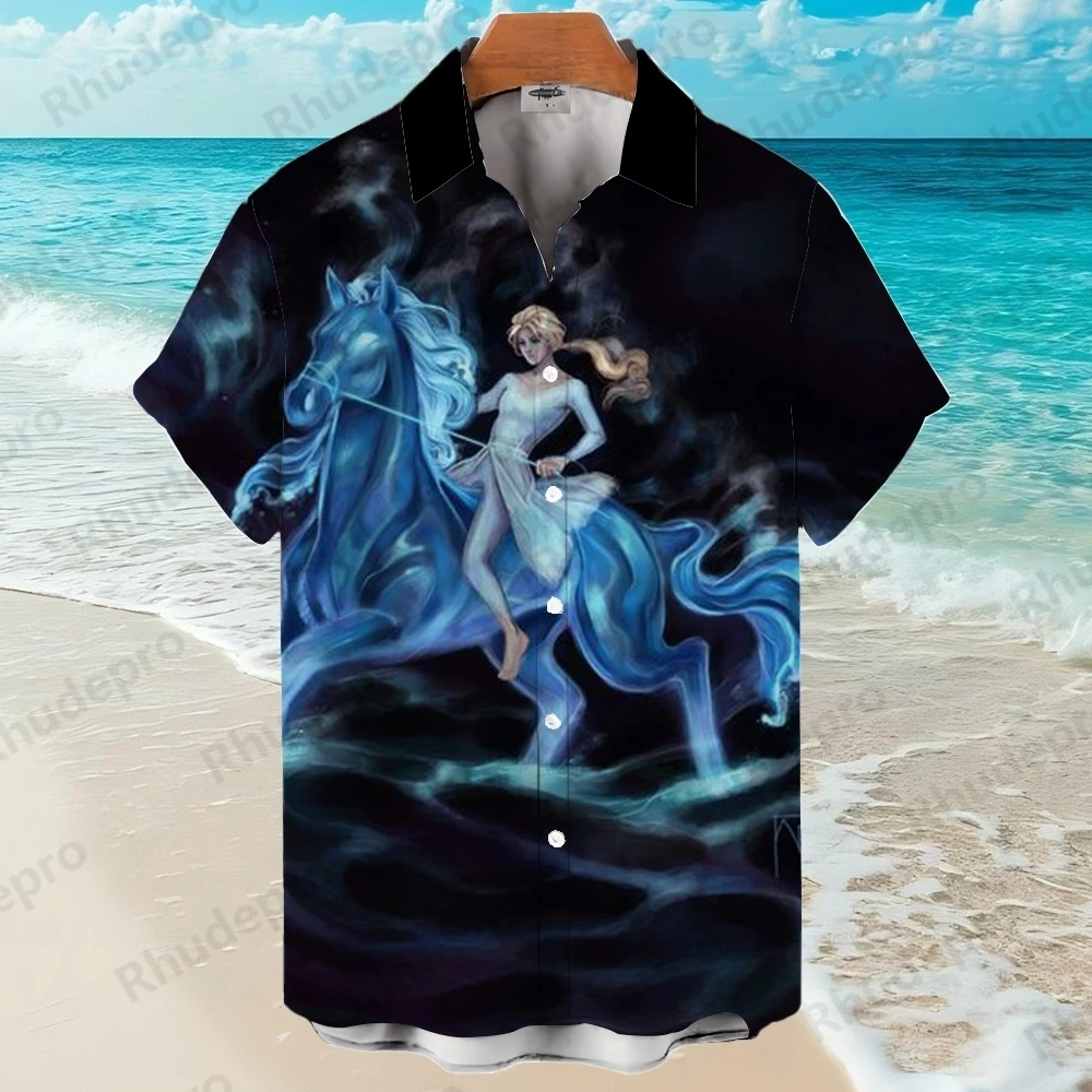 

Disney Frozen 2025 Hawaiian Shirt Princess Elsa 3d Printed Shirt Men's Women's Fashion Button Boy Shirt Beach Camisas Masculino