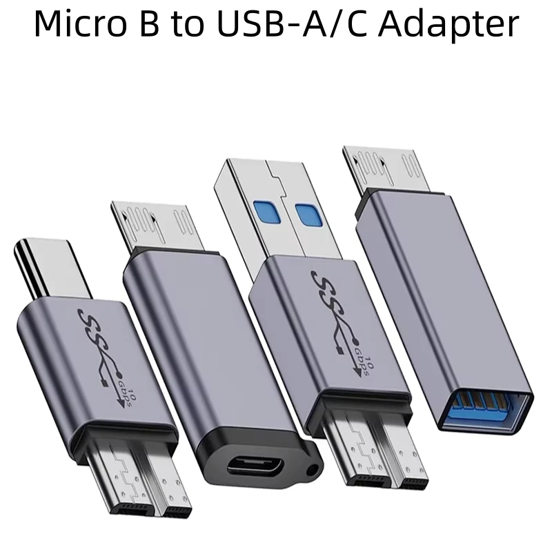 

USB 3.0 Micro B to USB A, Type-C Male/Female Adapter Supports USB 3.0/3.1/3.2, High-efficiency Data transmission for Mobile SSDs