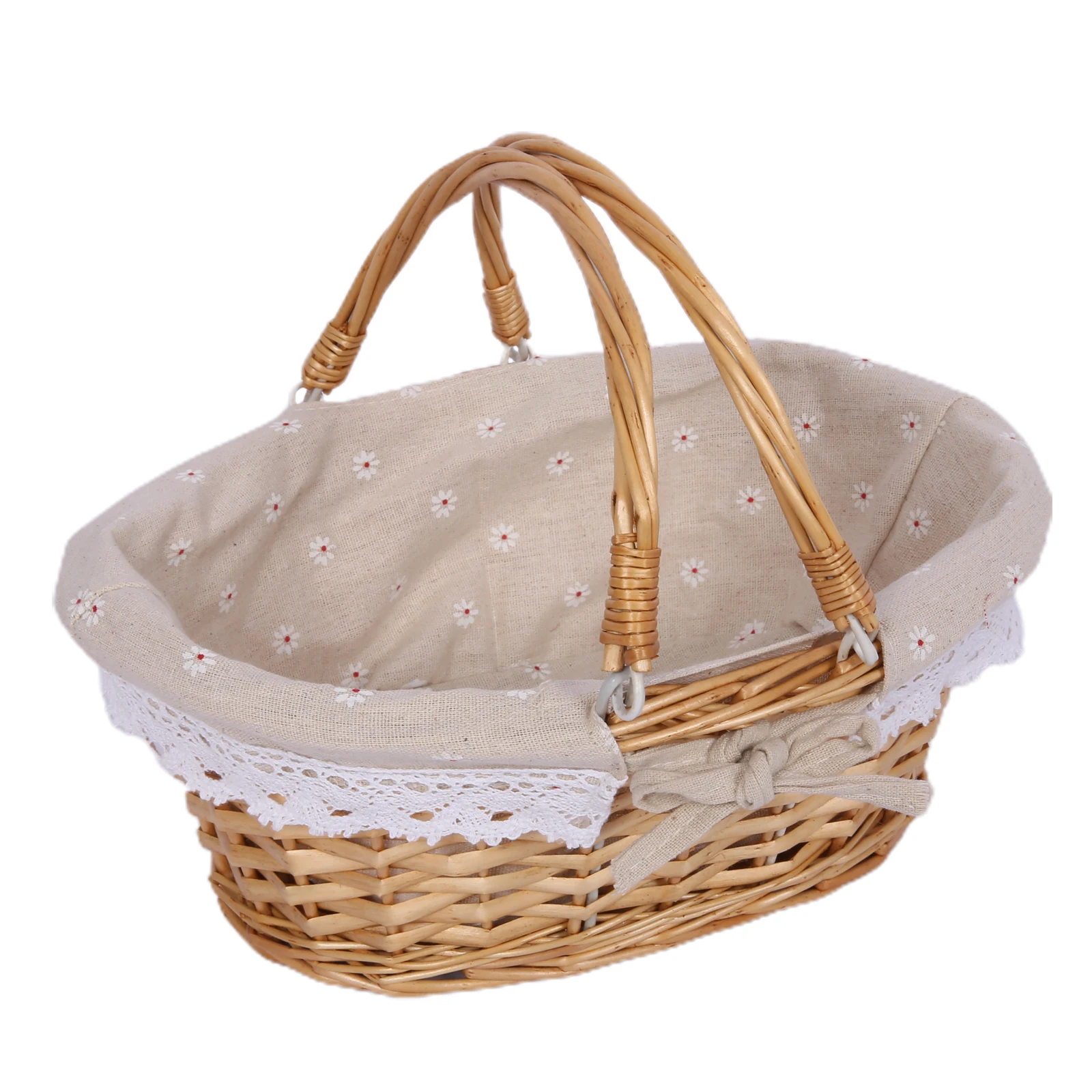 Rattan-Geflochtener Korb mit Doppelgriffen Mehrzweck-Tragbarer Korb für Picknick Festival-Aktivitäten Vielseitiger Geflochtener Korb – Detail 2