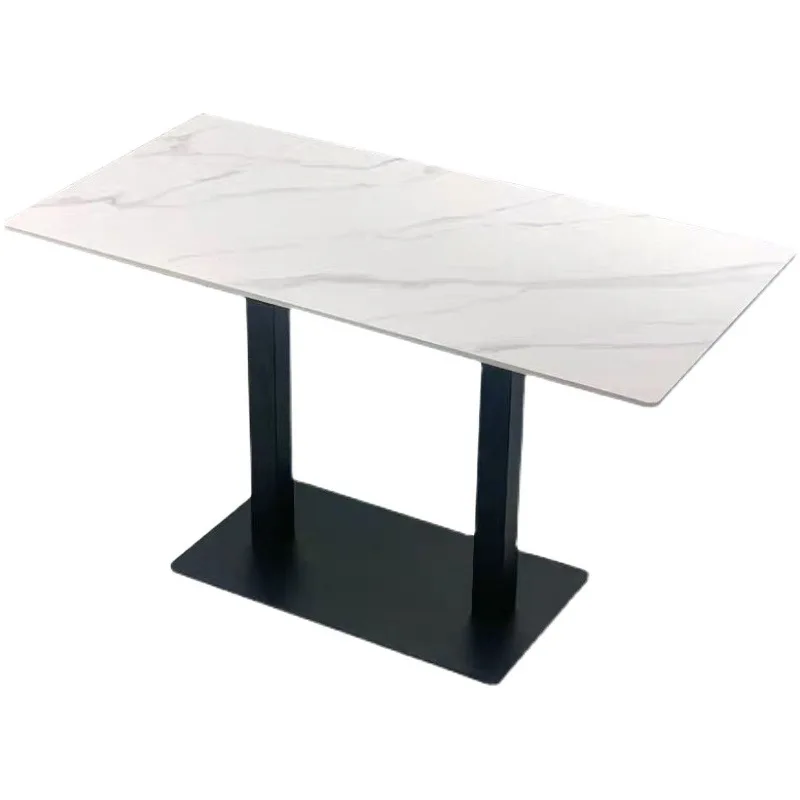 Rock-plate dining table round square commercial online celebrity western restaurant rock-plate milk tea shop table negotiation