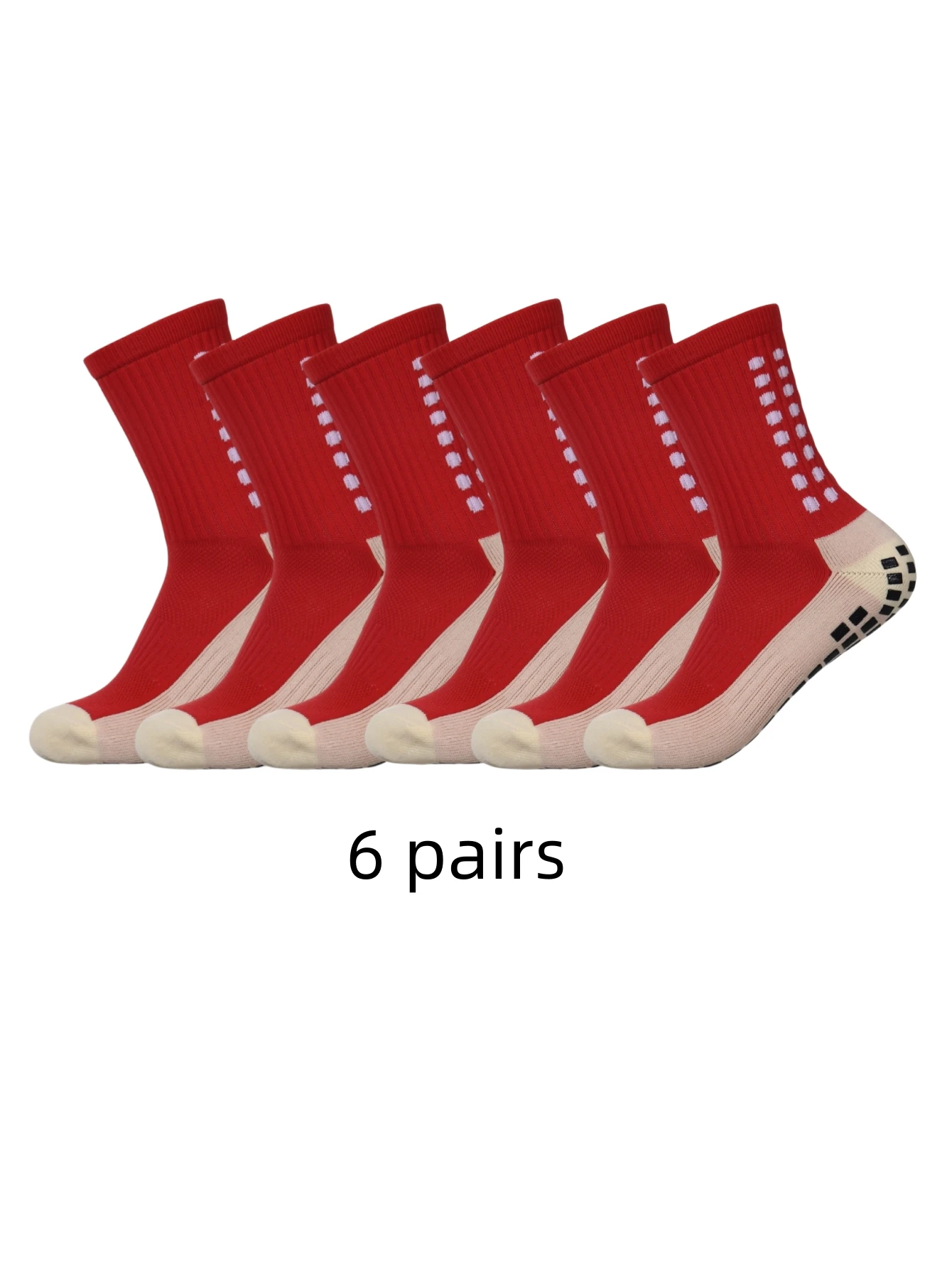 6 pairs of anti-skid classic sports socks with adhesive points, football socks