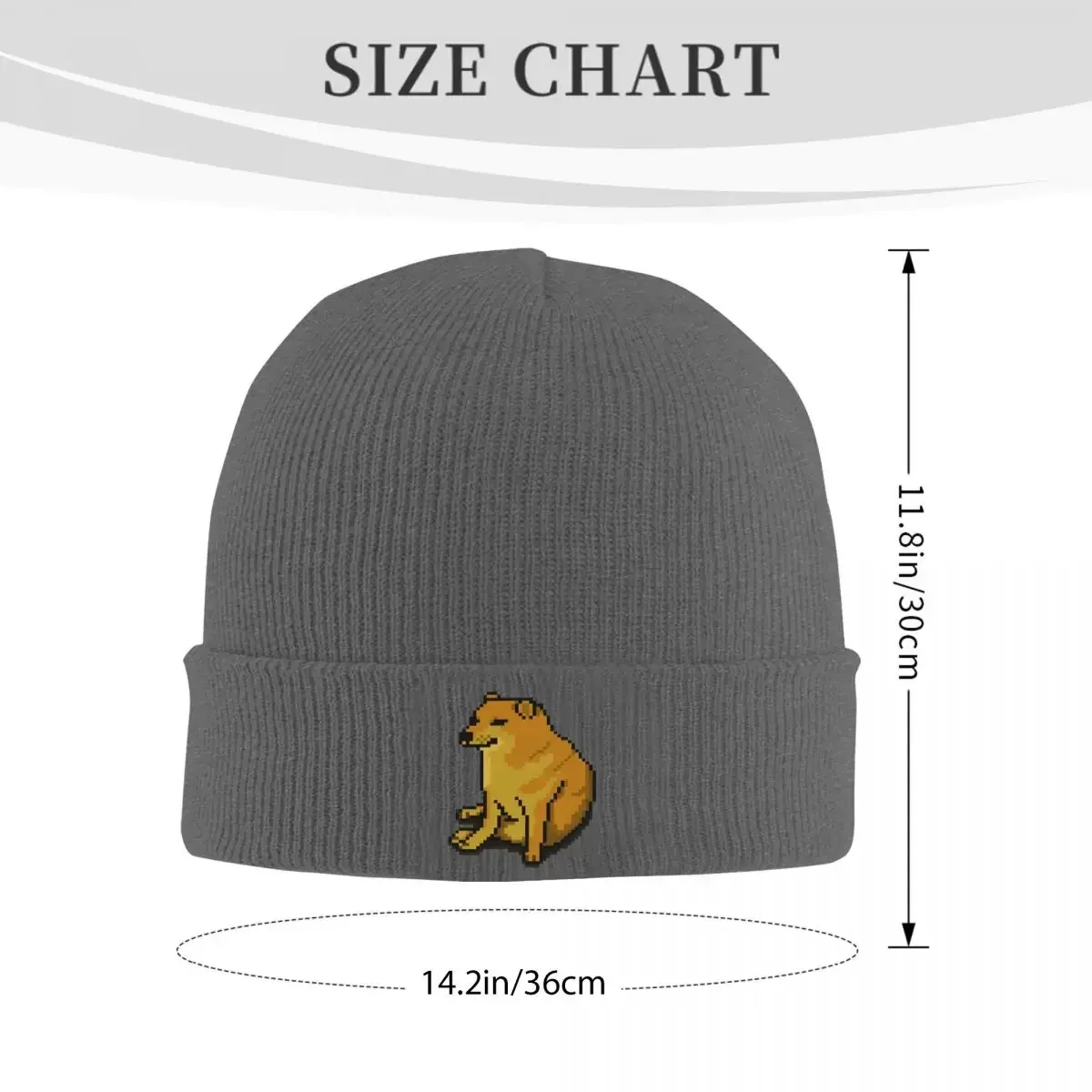 Pixelated Cheems Warm Knitted Cap Hip Hop Bonnet Hat Autumn Winter Outdoor Beanies Hats for Men Women Adult