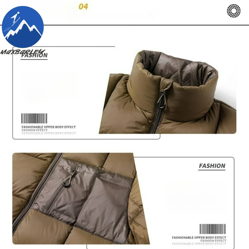 Maxbarley Yama Style Jacket Mens Winter 2025 New Lightweight Soft Padded Coat Outdoor Snowboard Cold-proof Stand Collar Parka