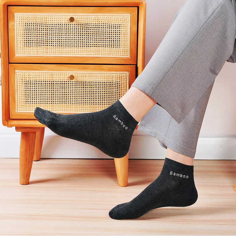 5/10Pairs Hohe Qualität Bambus Faser Socken Business Atmungsaktive Ankle Socken Casual Bequeme Männer Und Frauen Kurze Socken größe 38-44 – Detail 8