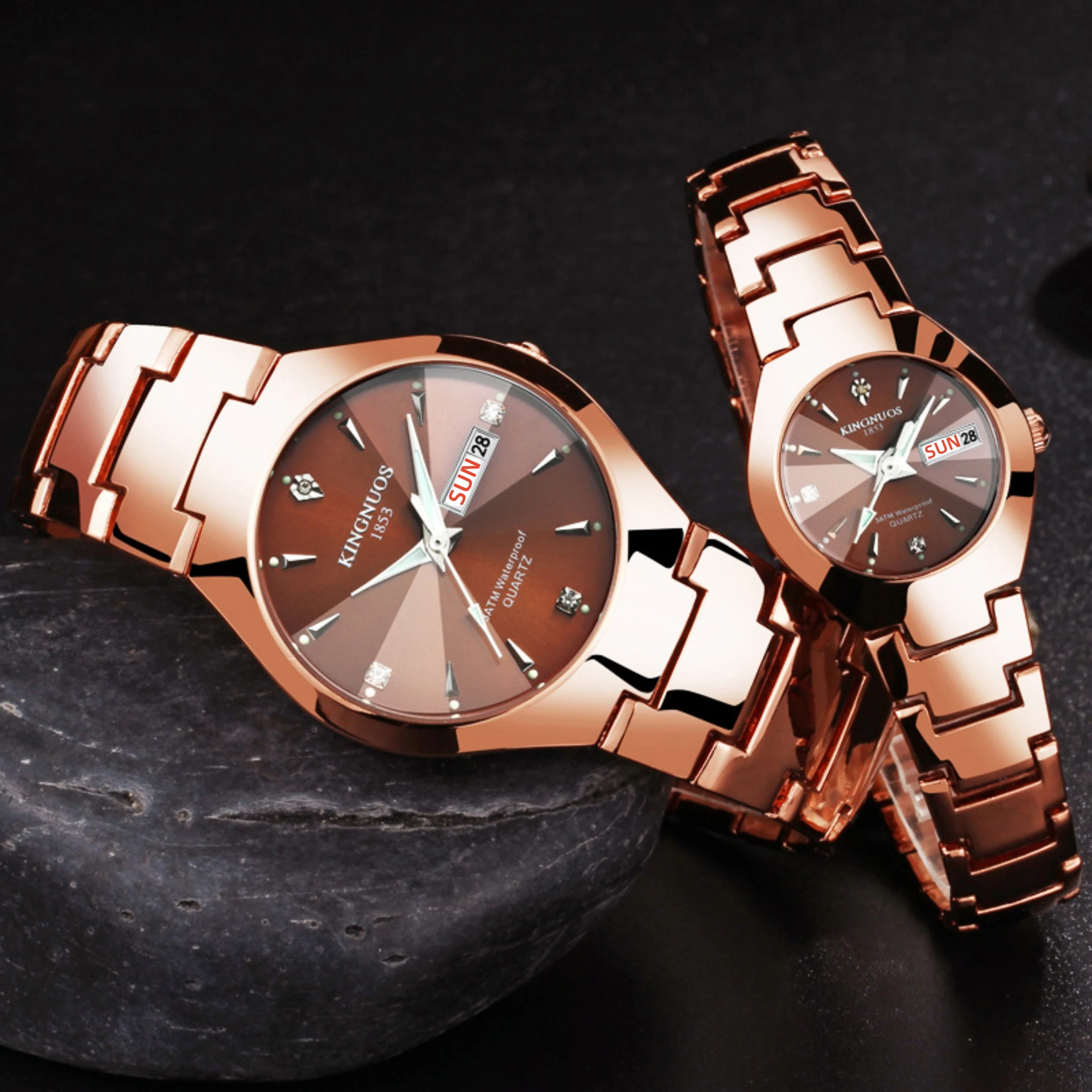 

2pcs/set Brand Luxury Lover Watches Quartz Calendar Dress Women Men Watch Couples Wristwatch Valentine Gift Relojes Hombre 186