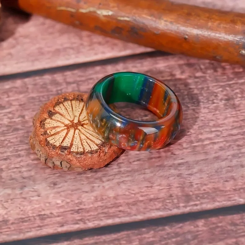 1pc Colorful Acrylic Ring, Retro Ring For Girls, Holiday Party Gift image 3