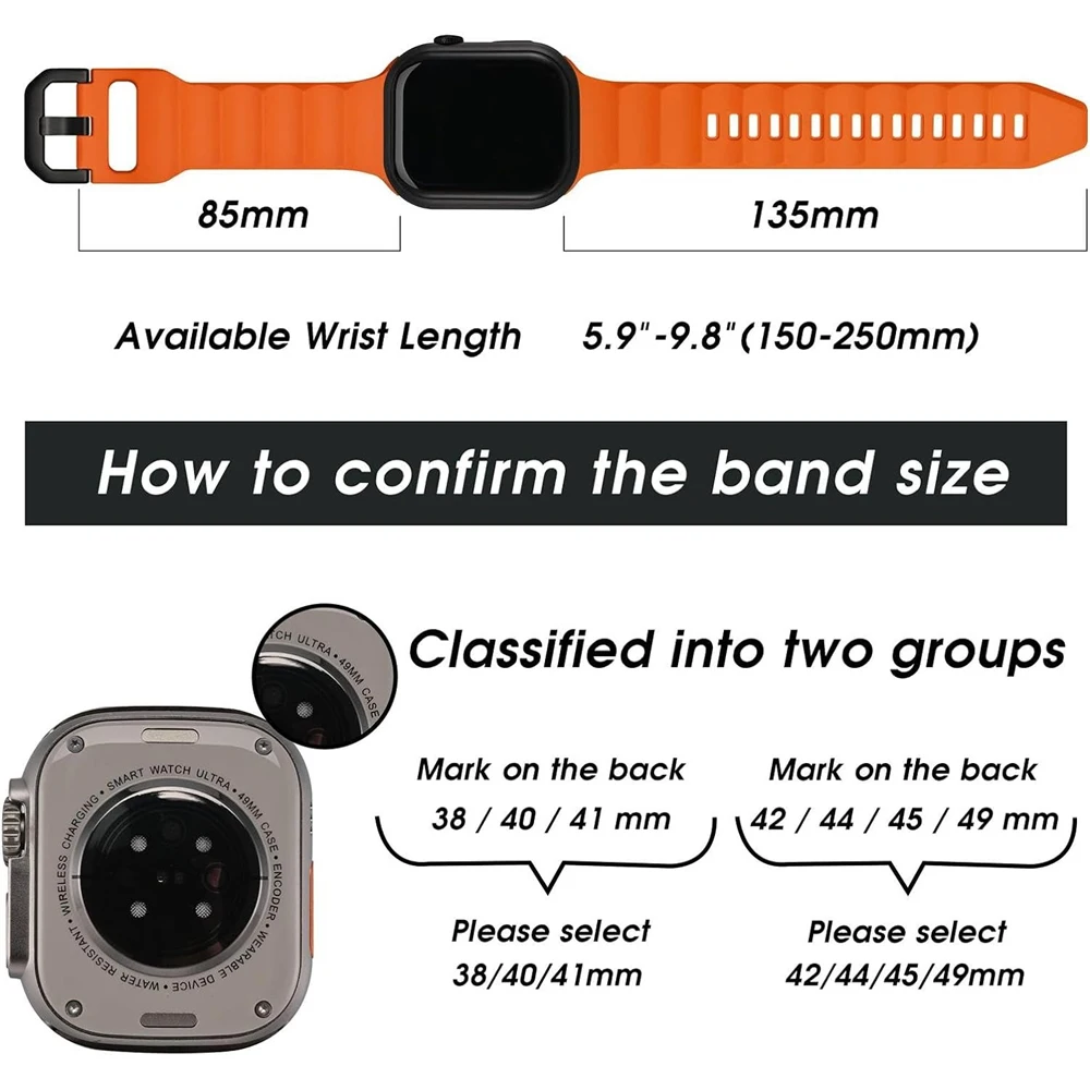 Silicone Strap For Apple Watch Band 46mm 40mm 45mm 41mm 49mm 42mm 38mm 44 mm bracelet iwatch series 10 9 7 se 3 5 6 8 Ultra band