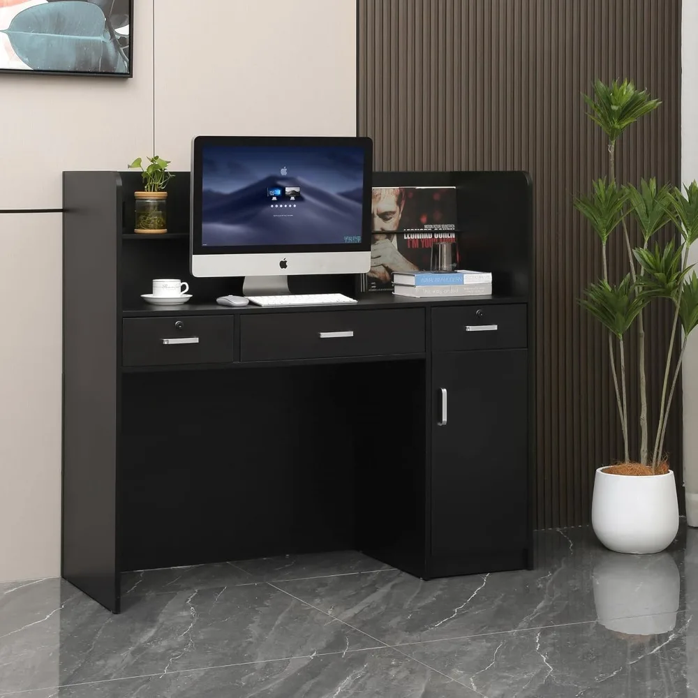 

Reception Desk with Counter, Front Desk Reception Counter, Small Reception Desk, Salon Desk, Retail Checkout Counter