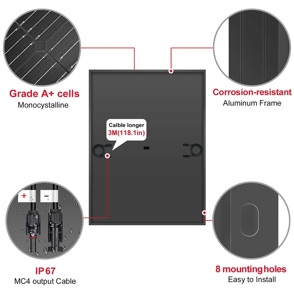 Kit de plantas eléctricas para balcón DOKIO de 800W, sistema de paneles solares con inversor de 800W, sistema solar impermeable para el hogar, kit