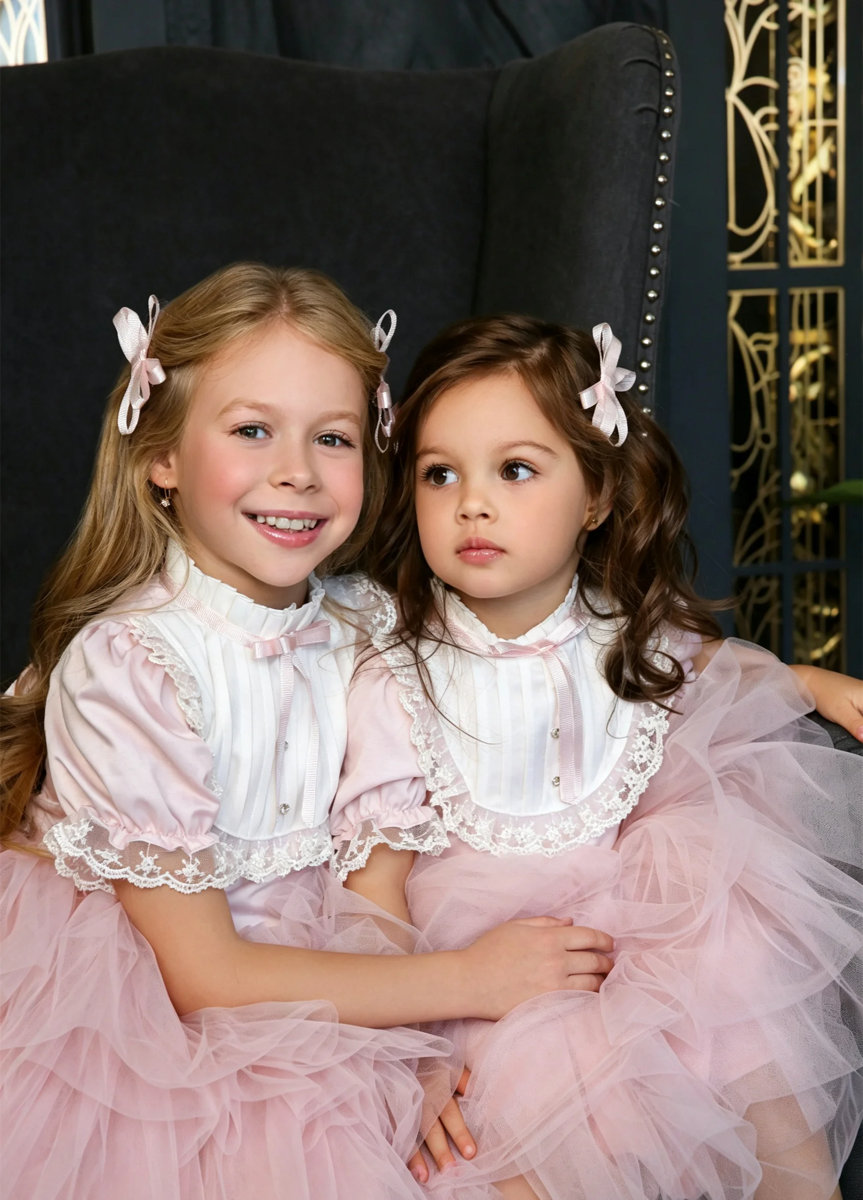 Princess Flower Girl Dresses for Wedding High Neck Tulle Puffy Knee Lenght Kids Birthday Party First Communion Ball Gown Custom