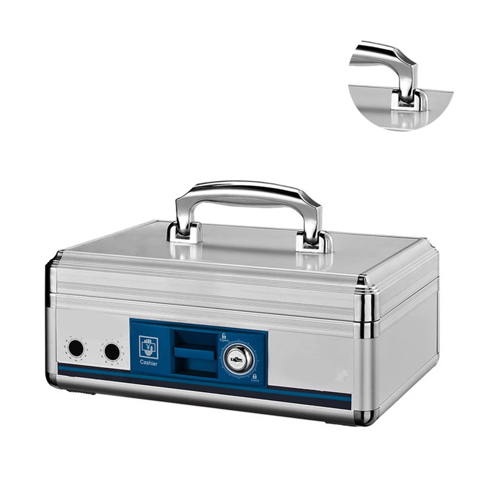 Multipurpose Portable Cashier Storage Case Anti-theft Cash Box Money Holder Household - B298 (Silver)