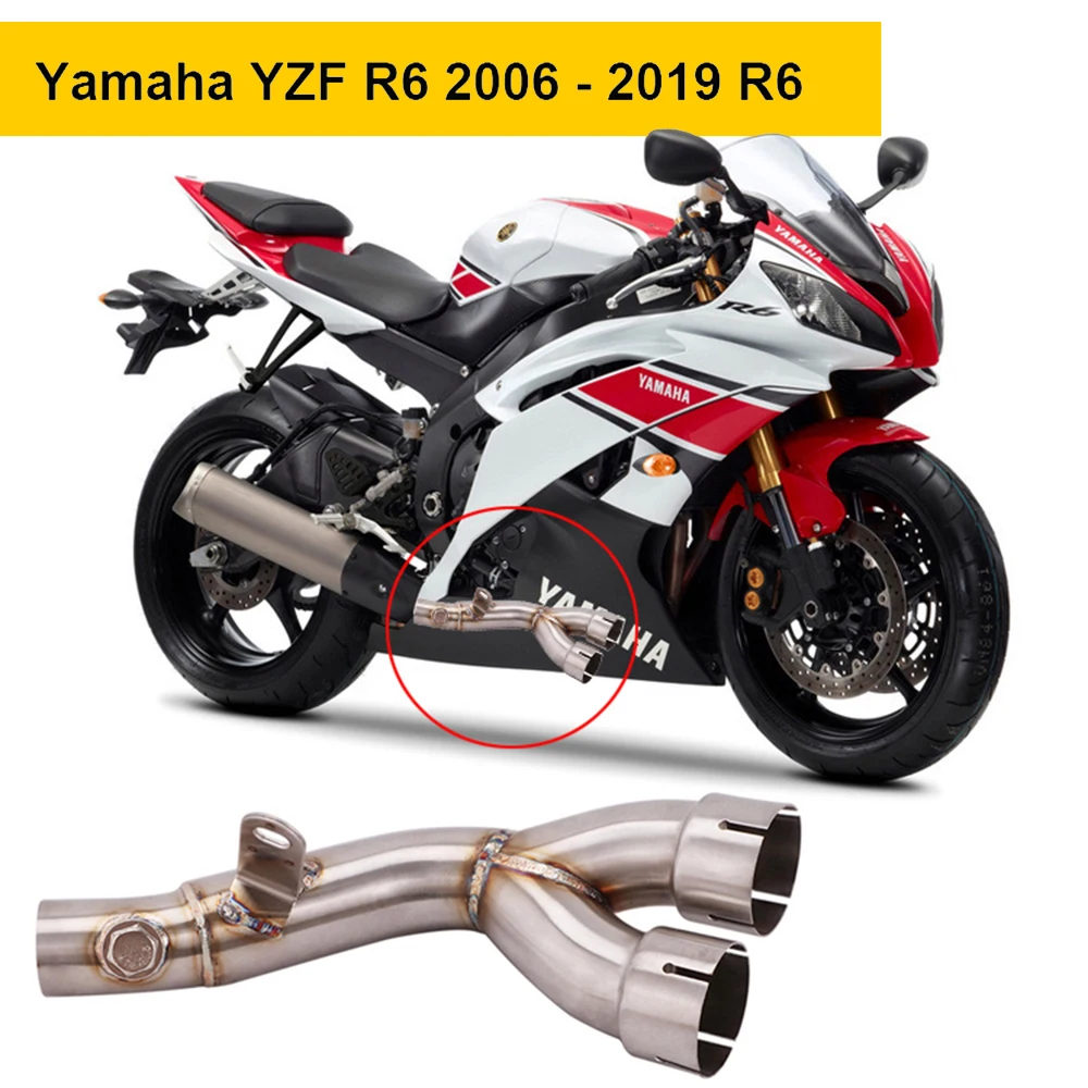 

Подходит для Yamaha R6 YZF R6 2006-2021, глушитель Y, средняя труба, звено мотоцикла, глушитель, глушитель, система элиминатора YZFR6