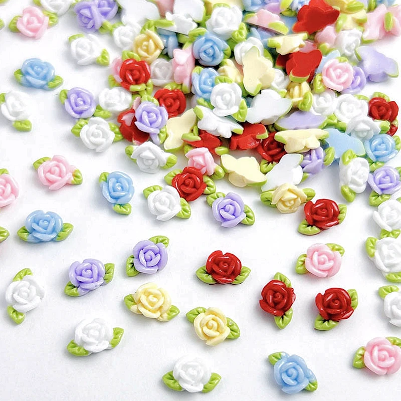 30Pcs Luminous 3D Resin Nail Art Flower Charms Floral Leaf Accessories Parts For Manicure Decor Nails Design Supplies Material
