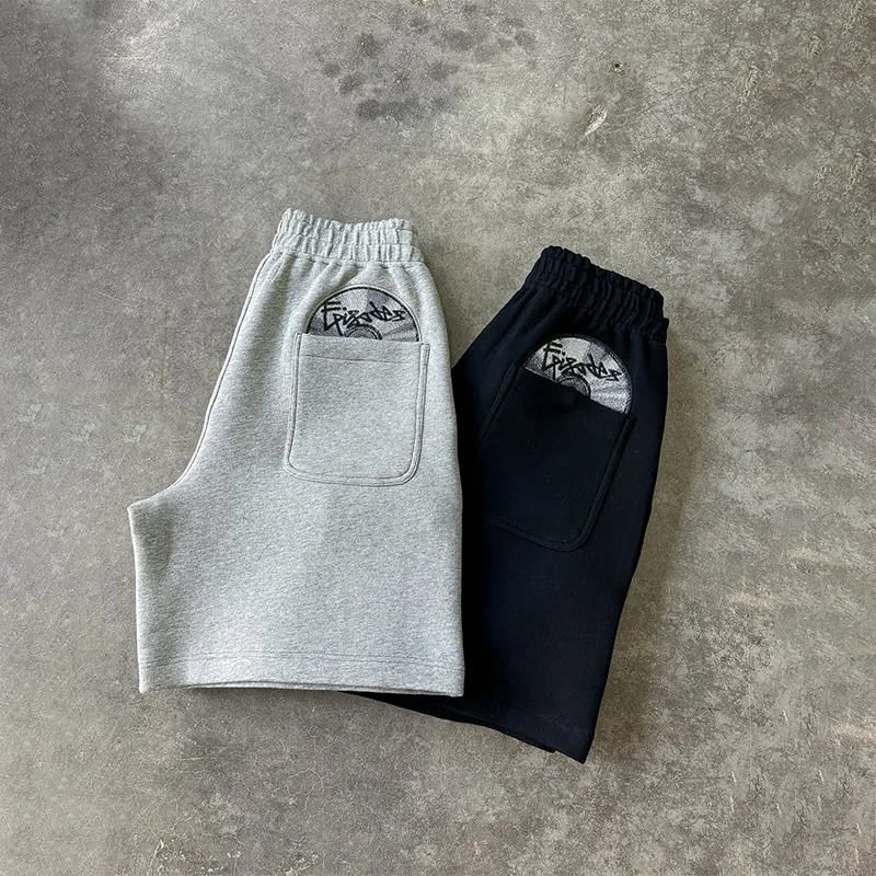 

Негабаритный свитшот с круглым вырезом и вышивкой, повседневные свободные шорты Y2K, модный мужской и женский трендовый спортивный костюм