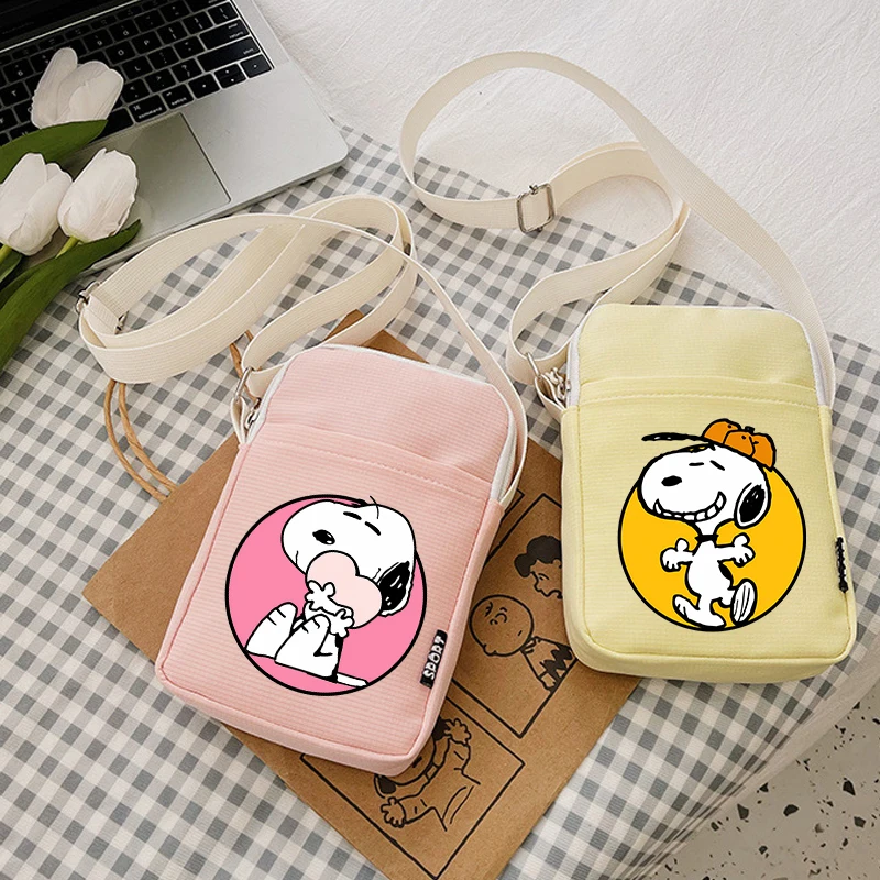 Snoopys Cute Crossbody Bags for Women New Anime Messenger Pouch Kids Outdoor Sport Shoulder Handbags Girls Travel Wallet Gift