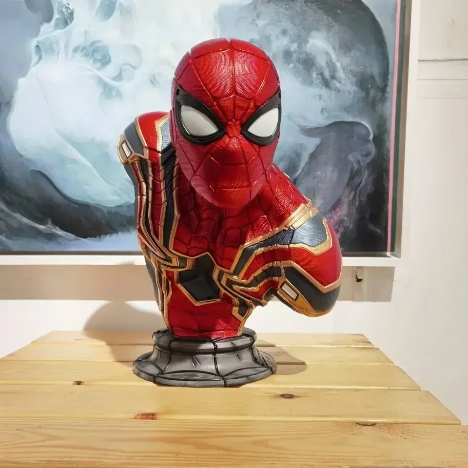 Genuine 38cm Marvellron Armor Spider Man Handmade Hero Expedition Movie Surrounding Gk Modelstatue Bust Decoration Boys Kid Gift