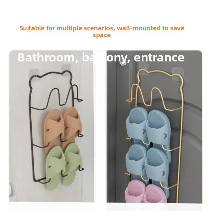 Interior Wall-montado multi-funcional sapato armazenamento Rack, Home Slipper Rack, banheiro ferro forjado sapato secagem Rack, 3 camadas
