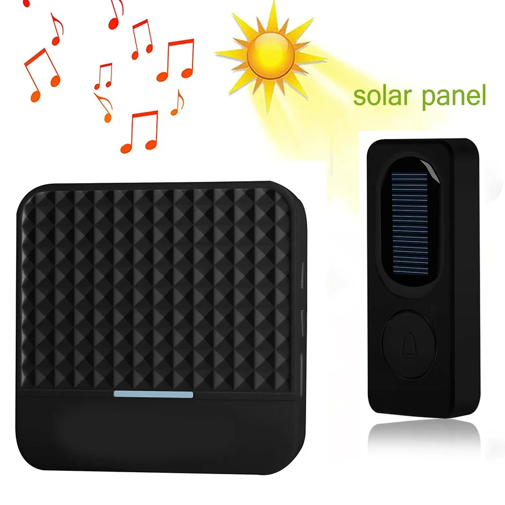 Solar Music Doorbell 90V-260V 433MHz Solar Powered Wireless Smart Doorbell Smart Music Doorbell Long Distance Waterproof Doorbel