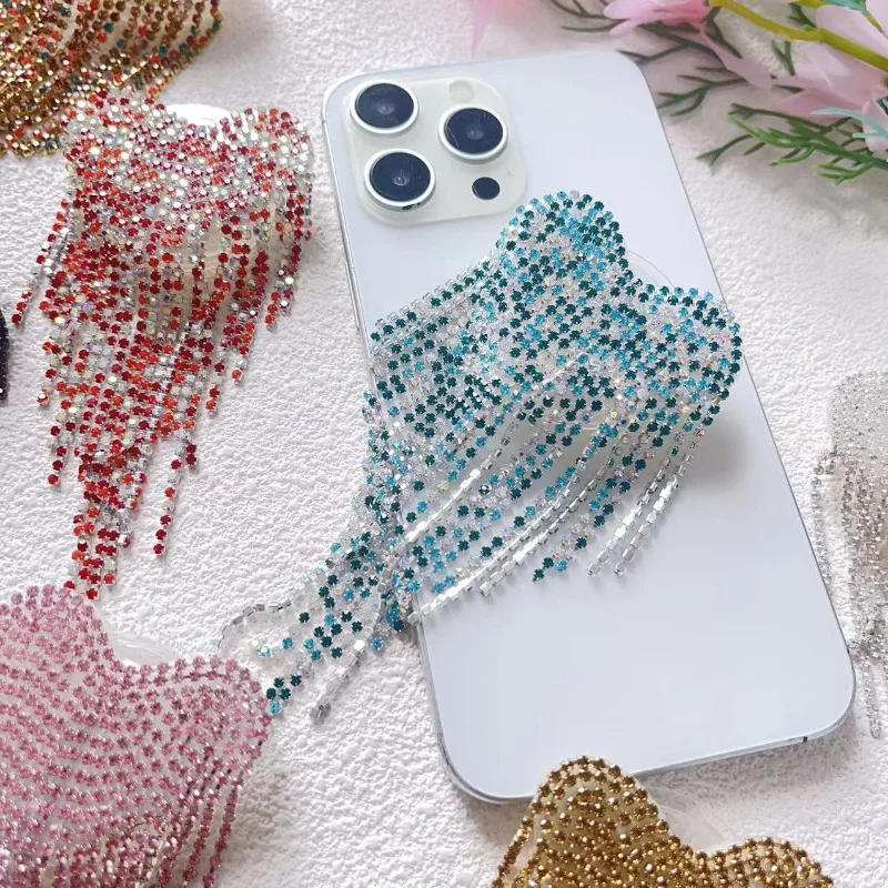 

European and American Personalized Rhinestone Tassel Adhesive Bracket for Mobile Phone Expandable Airbags