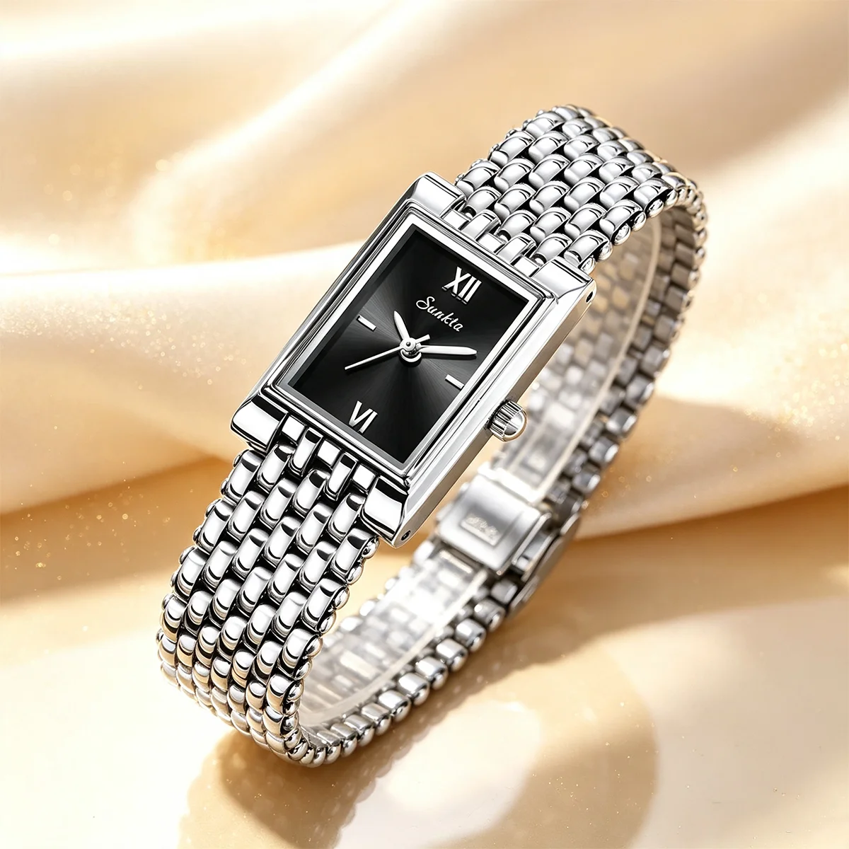 SUNKTA Fashion Quartz Women's Watch Elegant Stainless Steel Strap Retro Ladies Watch Casual Watch for Women Relogio Feminino+BOX