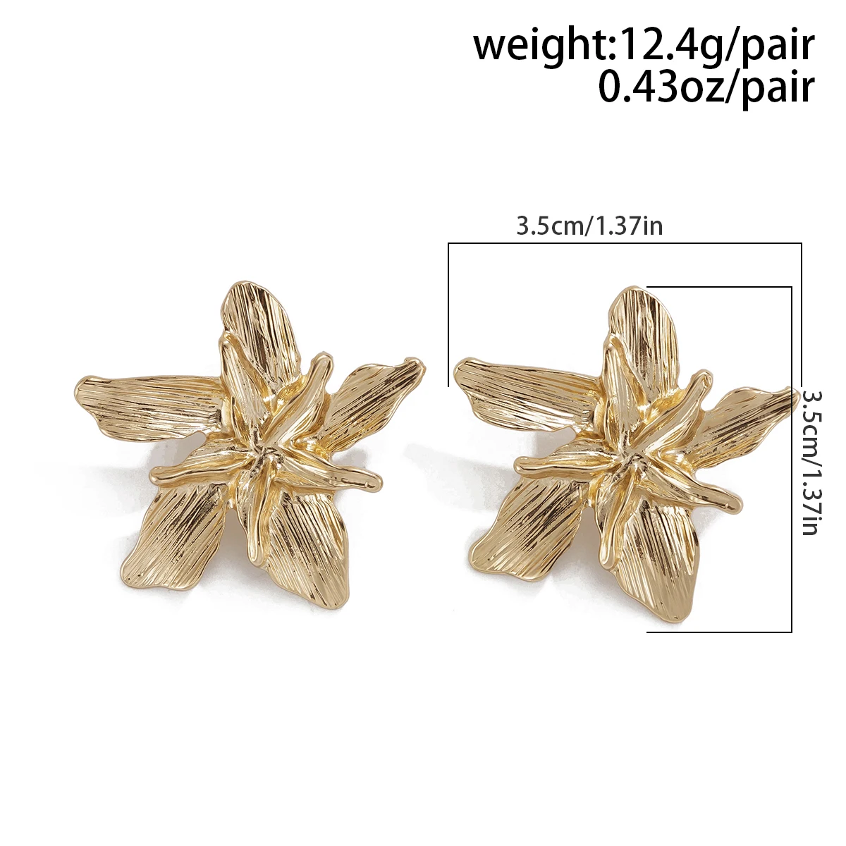 Ingemark Creative Geometric Metal Petal Flower Stud Earrings for Women Vintage Gold Color Piercing Earring Party Y2K Accessories