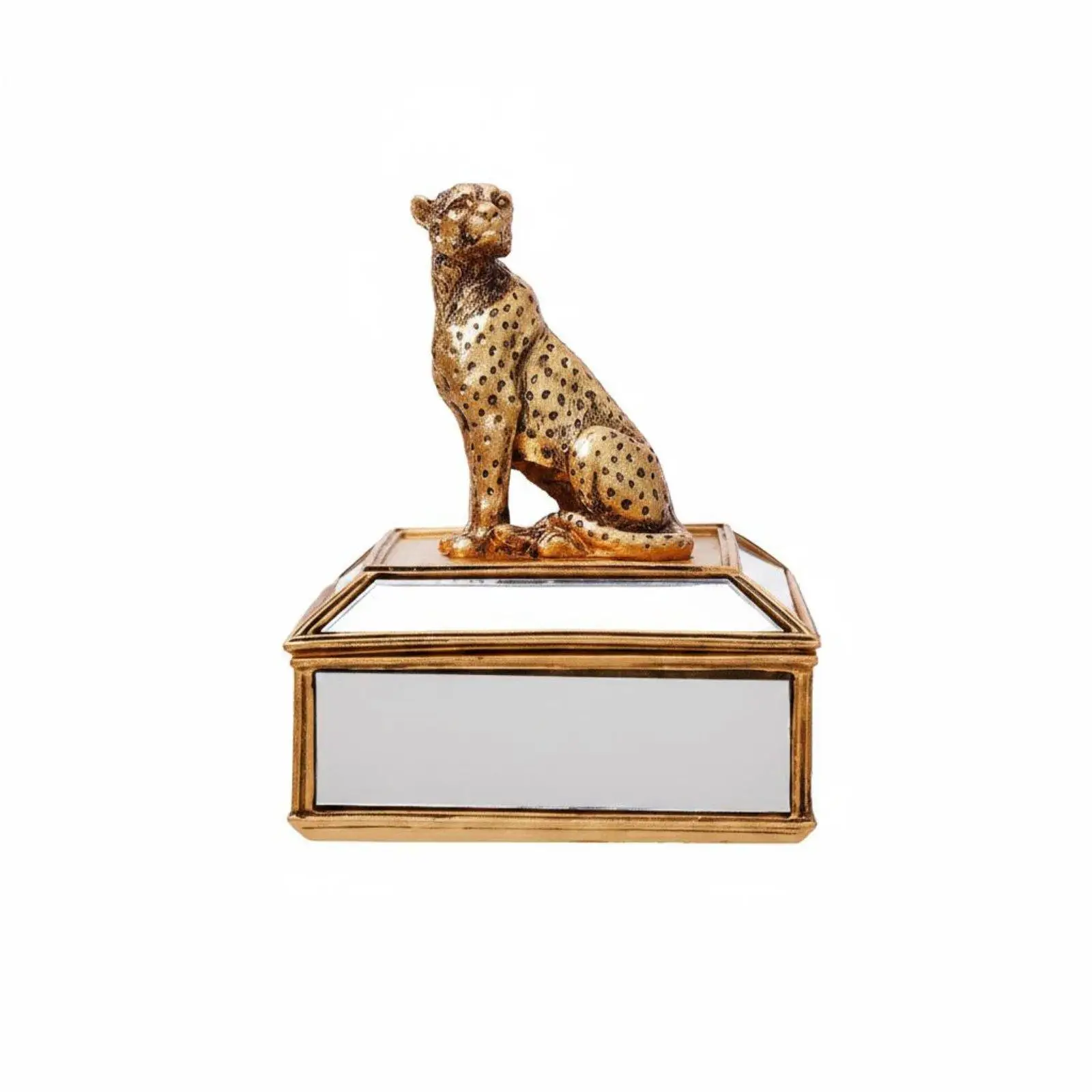 Jewelry Organizer Stand Gold Mirror Finish Jewelry Storage Box for Women Display Vanity Accessories