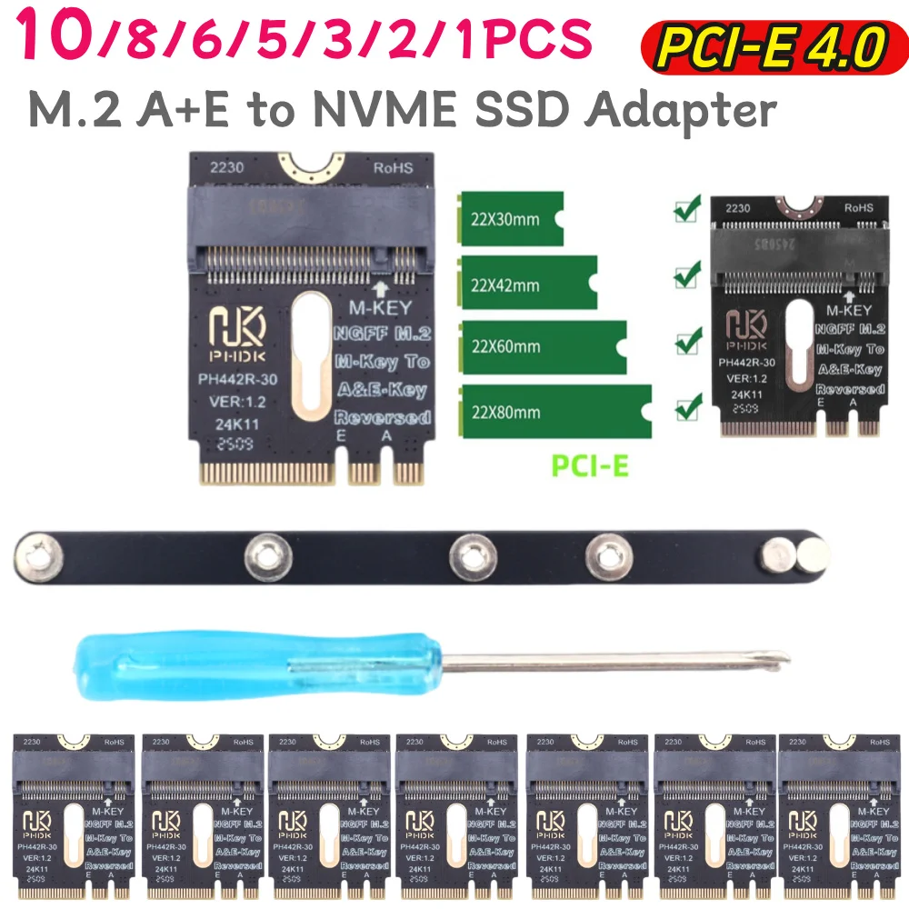 M.2 A+E zu NVME SSD Adapter A/E Schlüssel zu M Schlüssel PCIE 4.0 Riser Karte mit Halterung M2 WIFI Schnittstelle für Laptop Mainboard SSD 2280