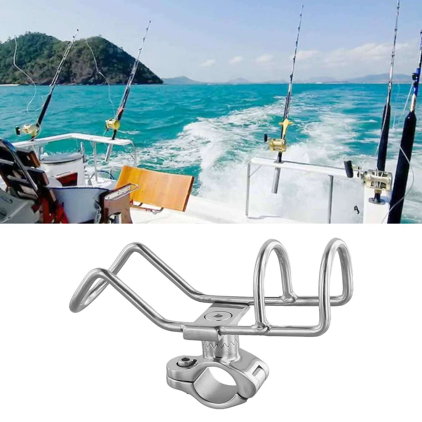 

Boat Fishing Rod Holder 316 Stainless Steel Clamp On 25mm Rail Mount Rod Pole Support Base Pole Clamp Boat Hardware