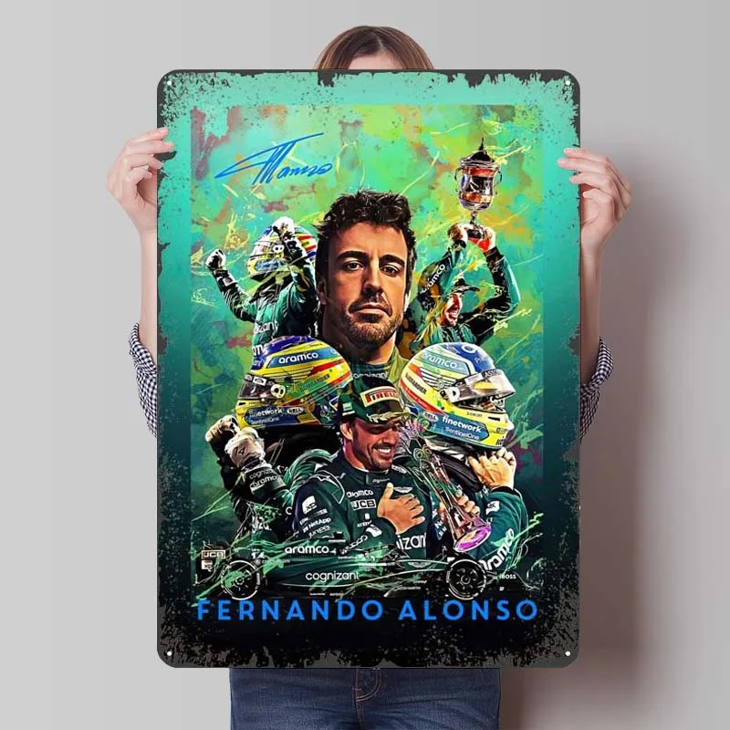 Fernando Alonso Tinplate Sign Sports Poster Decoration Home Decorations Customizable Metal Signs for Wall Art Decoration Retro