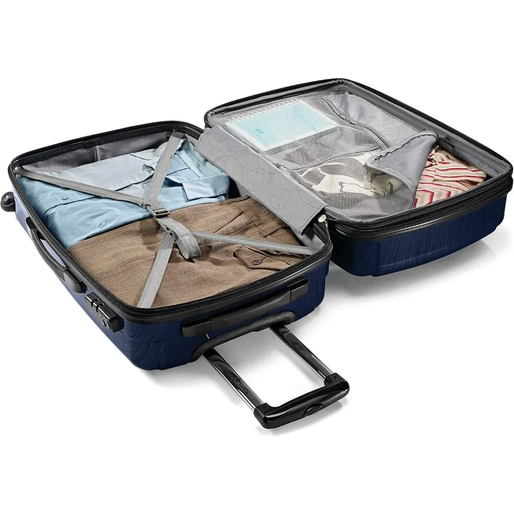 Carry-On Navy Hardside Spinner Luggage 20-Inch, Lightweight Travel Suitcase with Durable Wheels for Efficient Mobility