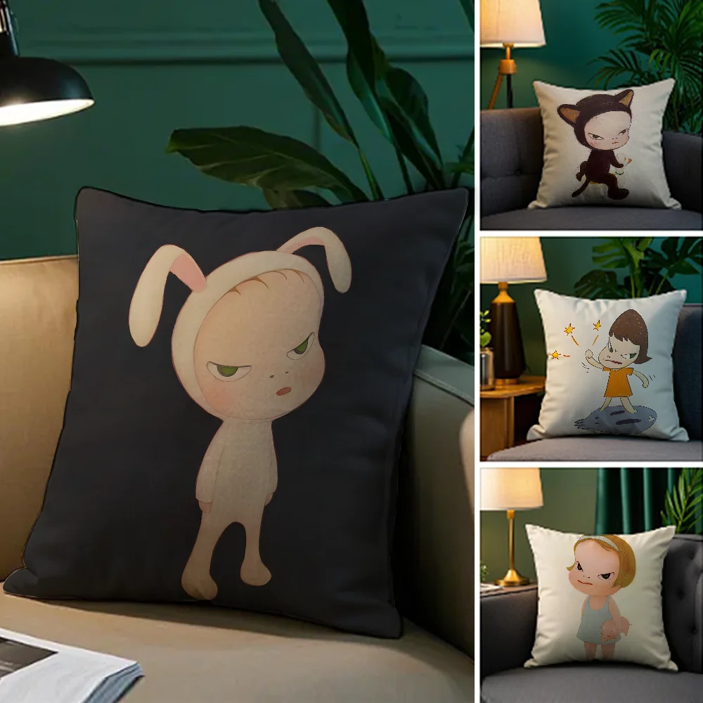 

Movie Yoshitomo N-Nara Pillow Case Plush Fabric Soft Double Sided Print Sofa Cushion Cover Throw Pillow Covers