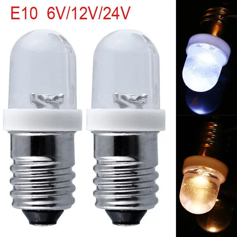 

Wholesale E10 Light Bulb DC 6V 12V 24V Miniature Screw Base Instrument Signal LED Light Bulb Lamp Flashlight Torch DIY WorkLight