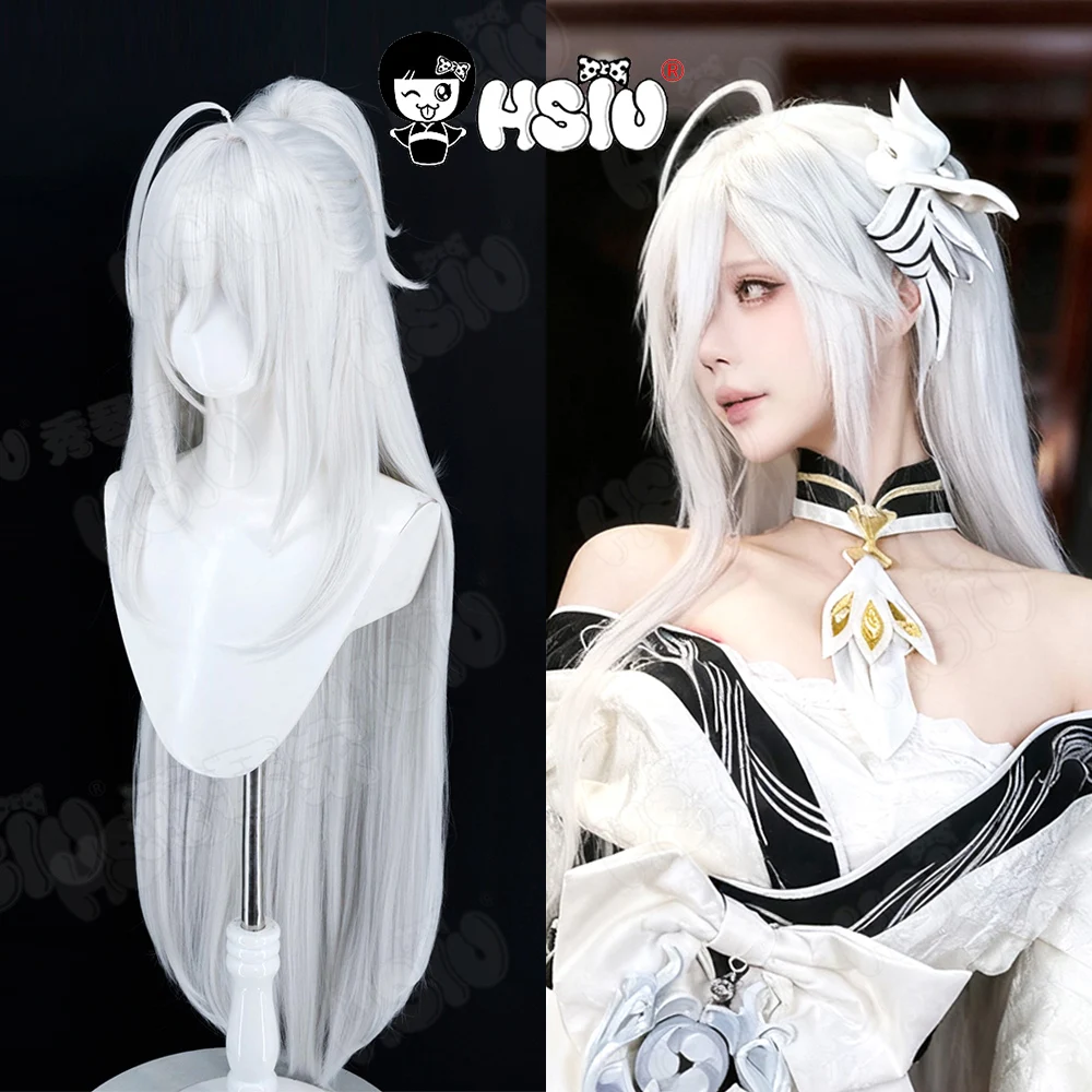 

Hakuhou Cosplay Wig HSIU 95Cm silvery white long hair Synthetic Wig+Wig cap GAME Azur Lane Hakuhou Cosplay