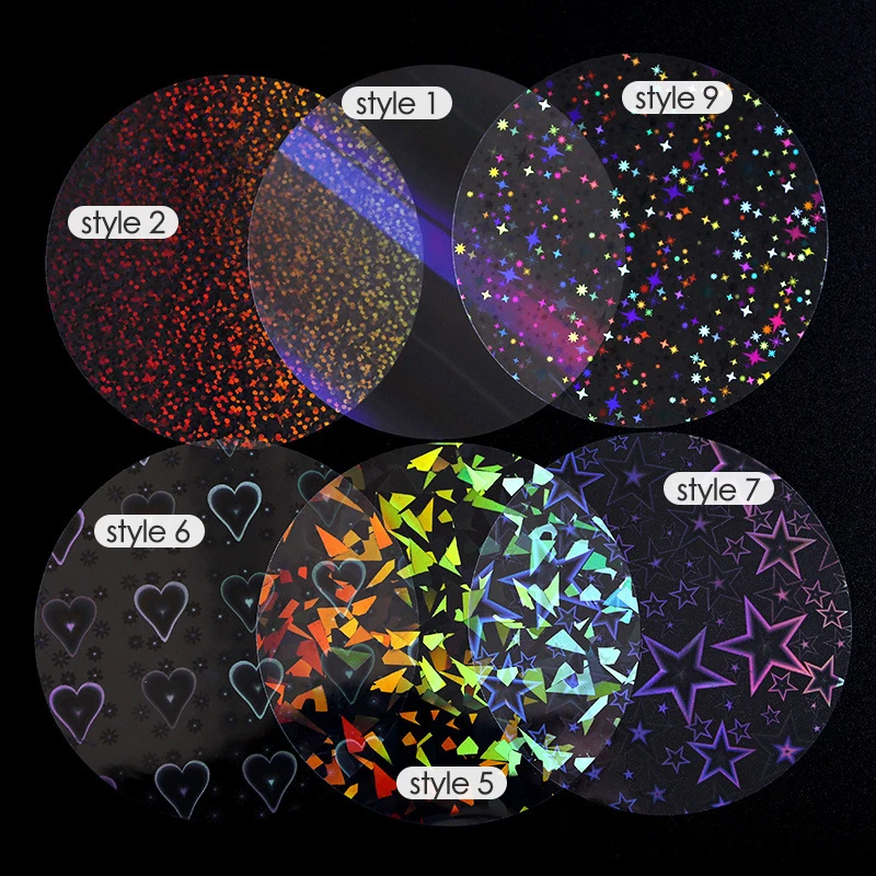 100PCS Multiple Styles Heart/Stars/Laser Pattern Transparent Badge Protective Film Circle Badge Film for 58mm 75mm Buttons Parts