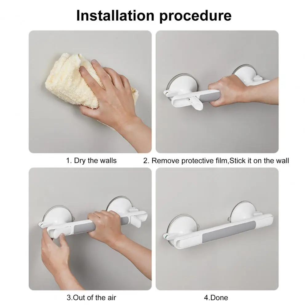 Strong Adsorption Grab Bar Heavy Duty Suction Cup Grab Bars for Elderly Shower Safety Easy Installation Waterproof Bathroom