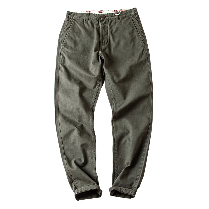 2024 Spring and Autumn New American Retro Twill Woven Cargo Pants Men\'s Simple 100% Cotton Washed Chino Straight Casual Trousers