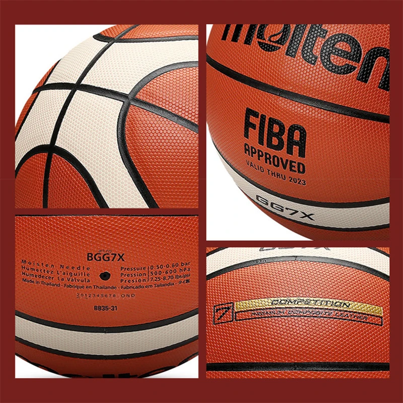 Molten Original GG7X basketbal standaard maat 7, vochtabsorberend zacht PU, uitstekende grip indoor wedstrijdtraining basquetbol