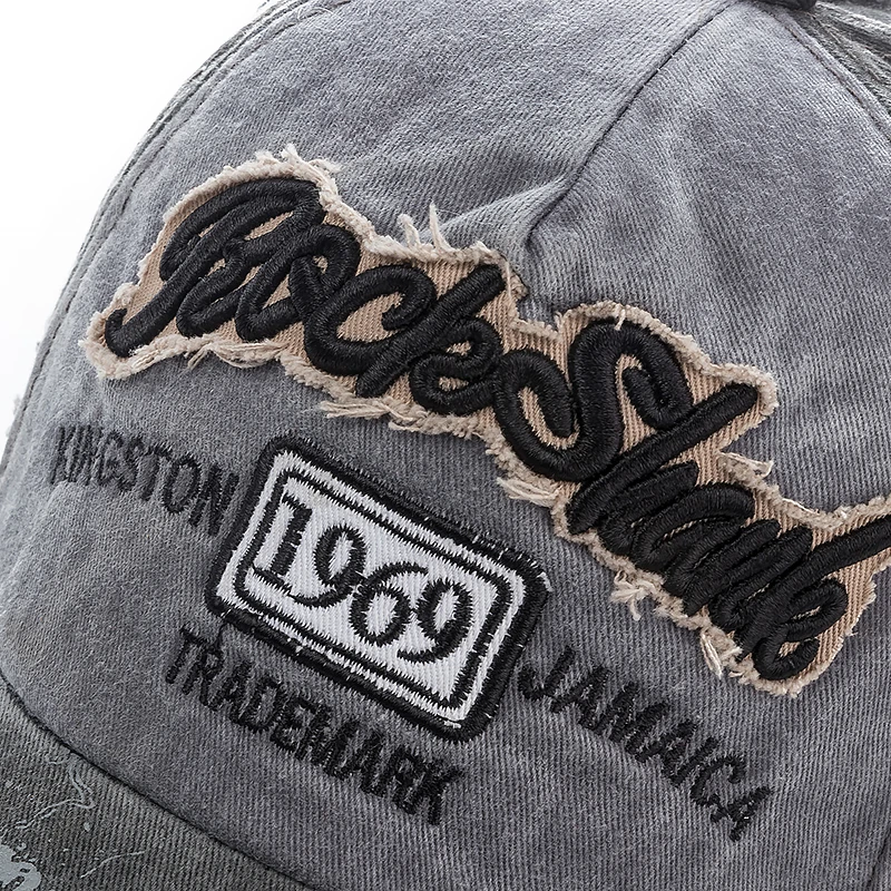 2026 High Quality Washed Cowboy Letters Cotton Cap for Men Women Adjustable Outdoor Sun Protection Hat Rock Shark Baseball Caps