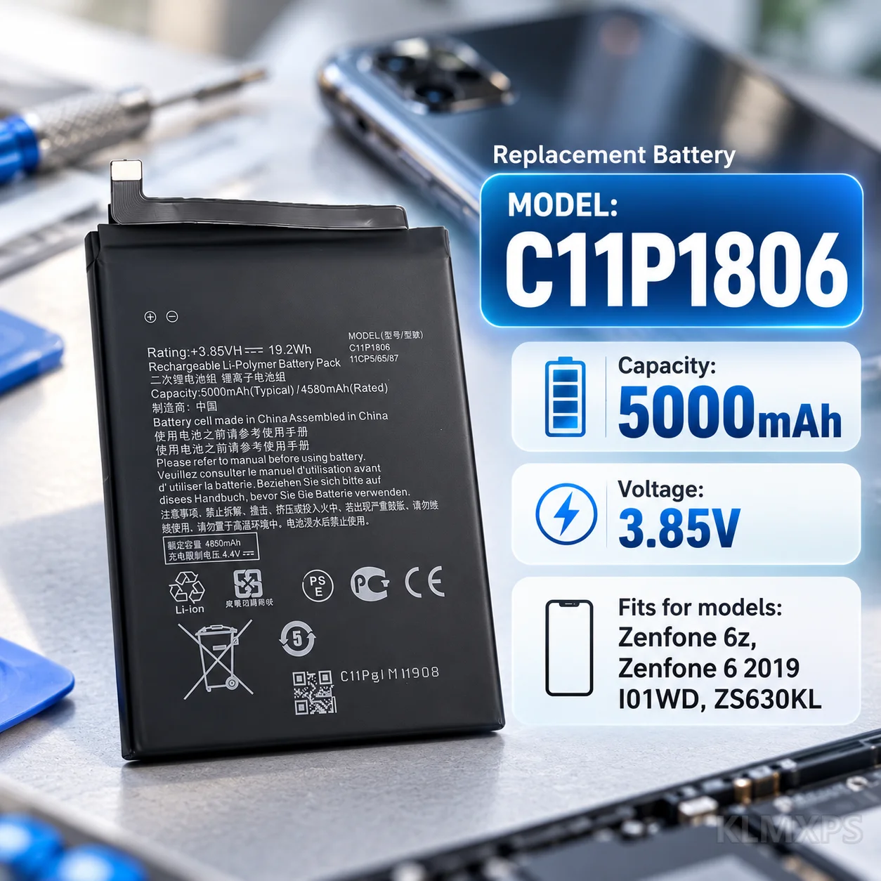 Mobile Phone Replacement Battery C11P1806 4580mAh Lithium Battery For ASUS ZenFone 6 ZS630KL Compatible ZenFone6 Repair Part