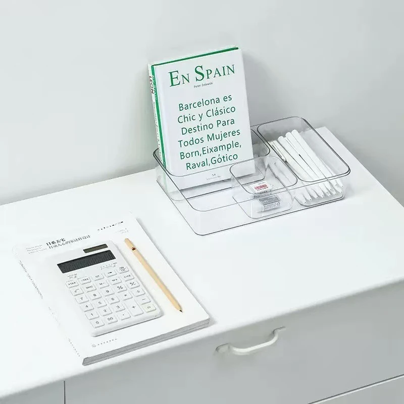 4/7pcs Drawer Compartment Storage Boxes Desk Cabinet Built-in Rectangular Box Stationery Pen Cosmetics Sundries Organizing Boxes