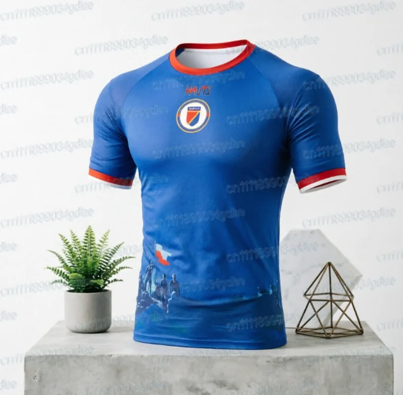 Summer New Haiti Heritage Soccer Fans Jersey Athleisure T-Shirt Breathable Quick Dry Gym Fitness Training Tops FamilyMatching