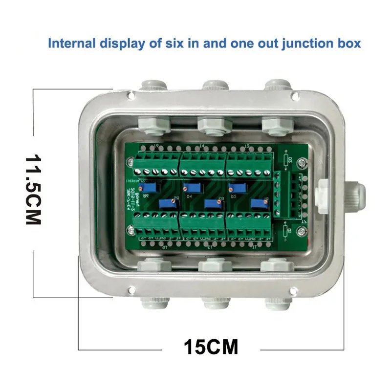 Load Cell Junction Box IP67 Stainless Steel Multi-Wire Anti-Corrosion Weighing Sensor Connection Box Signal Transmission