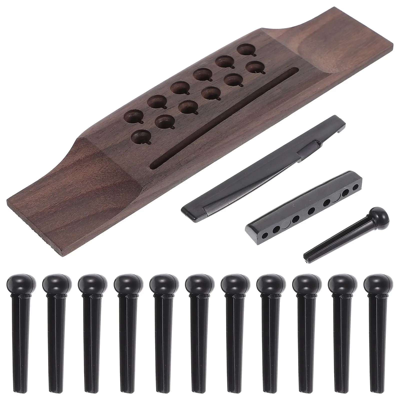 12-string Folk Rosewood Bridge Twelve-hole Lower Saddle Nail Upper and Pillow Set Acoustic Guitar Pegs Pins Guitar Bridge Pins