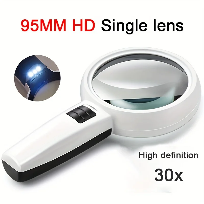 1pc 30X 45X 3 LED Light Magnifying Glass Lens Mini Pocket Handheld Microscope Jewelry Loupe Magnifiers Reading Glass Repair Tool
