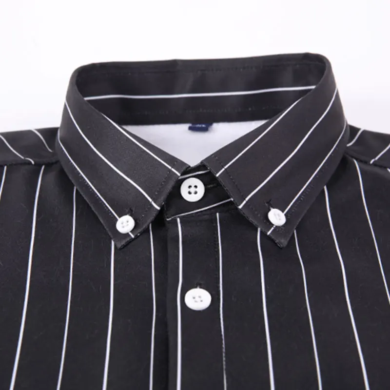 Autumn and winter new warm non-ironing shirt men\'s long sleeve plus pile thickened casual vertical stripes business social shirt