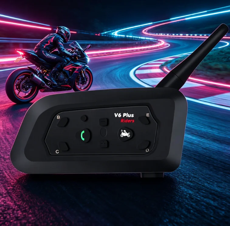 

Universal Motorcycle Helmet Bluetooth Intercom Headphone Outdoor Riding 6 Users Intercom System