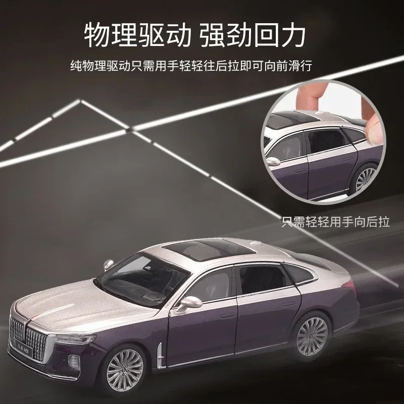 1:32 HONGQI H9 wysoka symulacja odlewany model samochodu ze stopu metali dźwięk światło wycofać kolekcja zabawek dla dzieci prezenty