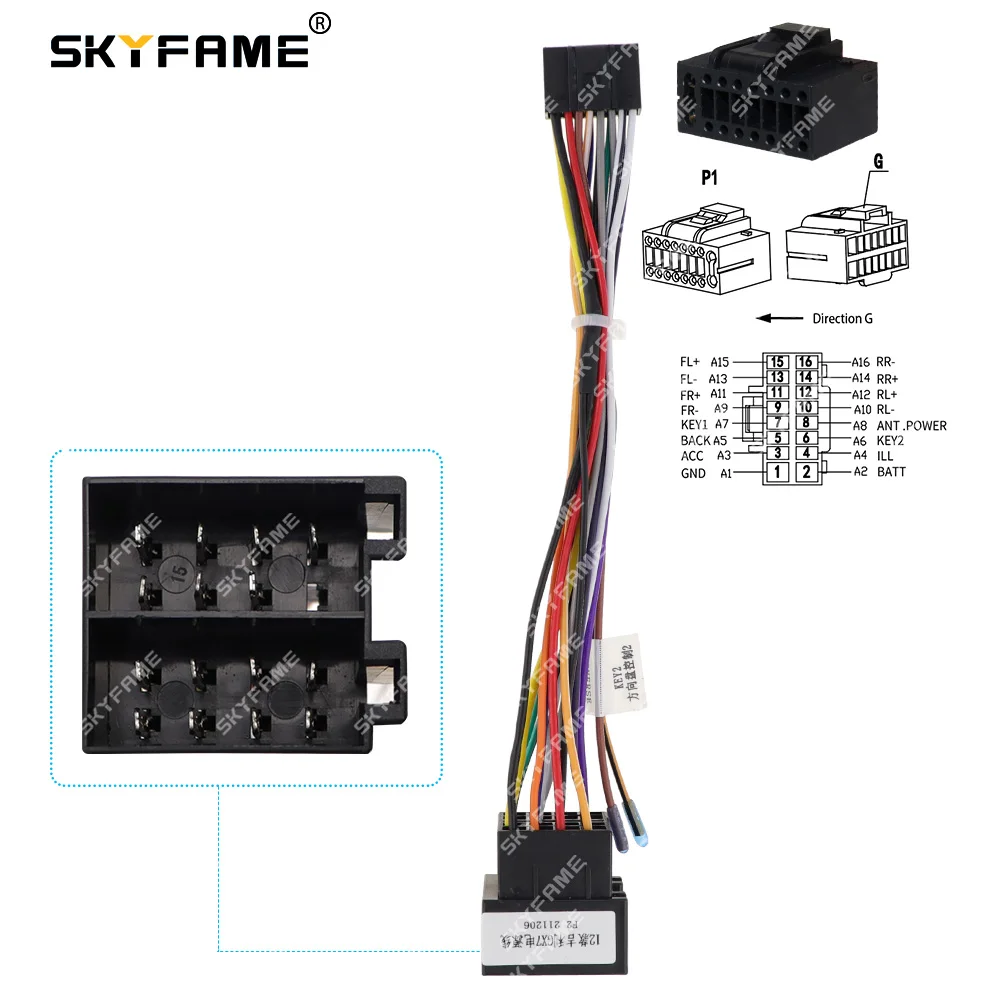 مهايئ الأسلاك تسخير الأسلاك 16pin للسيارة من skyfamلكابل الطاقة اللاسلكي للأندرويد GX7 2012